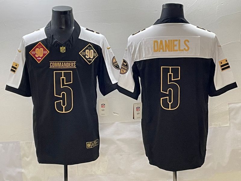 Men 2025 Washington Commanders #5 Daniels Black three generations Nike Limited NFL Jersey style 5->washington commanders->NFL Jersey
